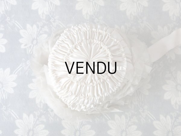 画像8: アンティーク ドール用  シルクサテン & フリルのボネ (8)