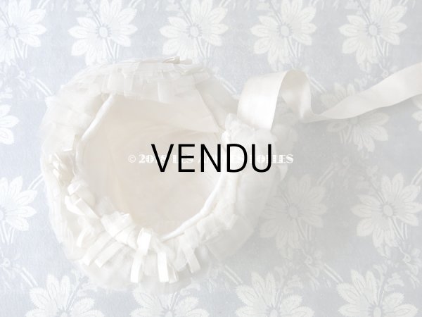 画像11: アンティーク ドール用  シルクサテン & フリルのボネ (11)