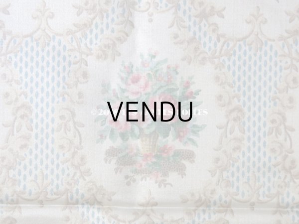 画像3: 未使用 1900年代 アンティーク  ローズパニエ柄 シルク製ファブリック 48×82cm (3)