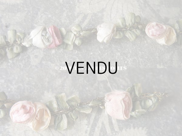 画像5: 19世紀末 アンティーク  シルク製 5色の薔薇のロココトリム  ロココリボン  (5)