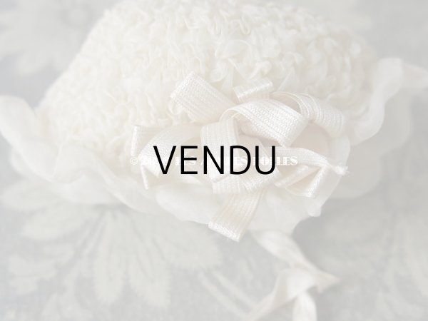 画像10: アンティーク ドール用 とても小さなボネ シルクオーガンジーのギャザー (10)