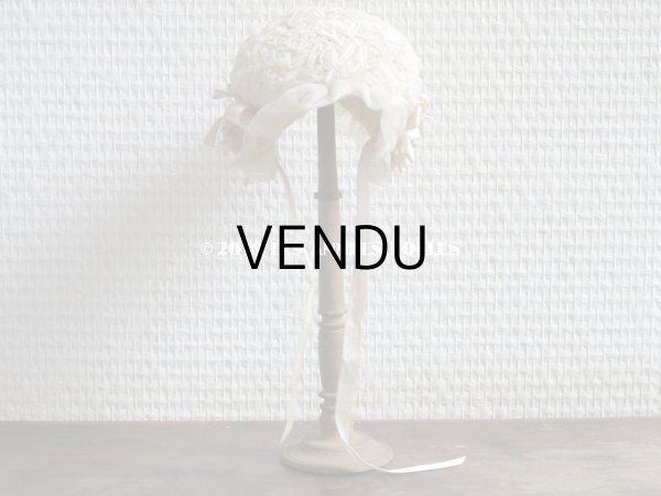 画像4: アンティーク ドール用 とても小さなボネ シルクオーガンジーのギャザー (4)