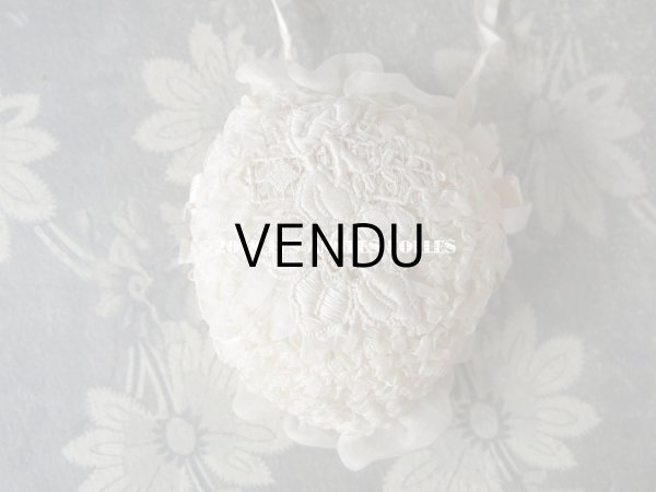 画像8: アンティーク ドール用 とても小さなボネ シルクオーガンジーのギャザー (8)