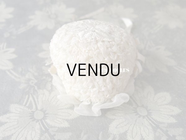 画像7: アンティーク ドール用 とても小さなボネ シルクオーガンジーのギャザー (7)