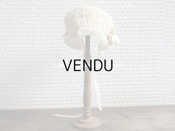 画像3: アンティーク ドール用 とても小さなボネ シルクオーガンジーのギャザー (3)