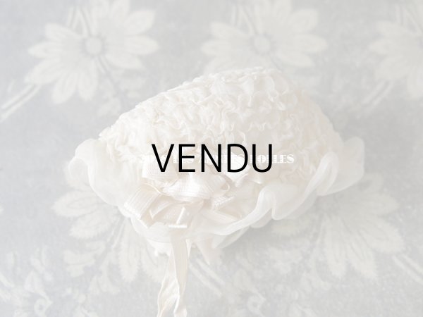 画像6: アンティーク ドール用 とても小さなボネ シルクオーガンジーのギャザー (6)