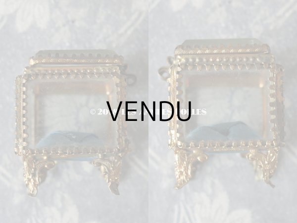 画像8: アンティーク ジュエリーボックス　スモーキーブルーのクッション (8)