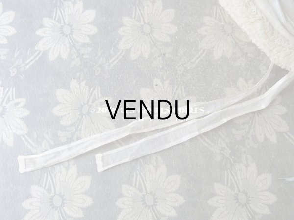 画像10: アンティーク ドール用ボネ 水色のリボン＆レースのフリル (10)