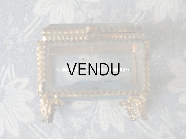 画像6: アンティーク ジュエリーボックス　スモーキーブルーのクッション (6)