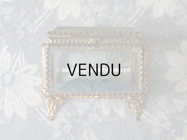 画像7: アンティーク ジュエリーボックス　スモーキーブルーのクッション (7)