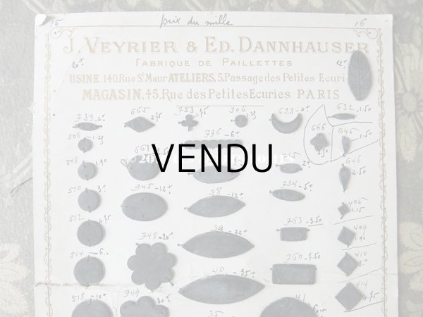 画像3: 1900年代 アンティーク  スパンコールのサンプラー J.Veyrier & ED.Dannhauser (3)