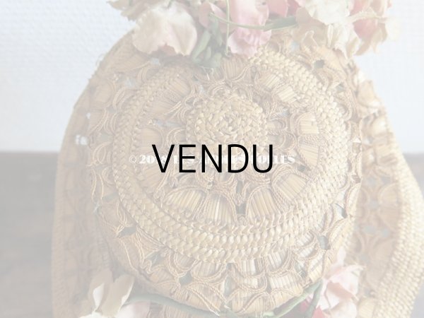 画像10: 19世紀 ナポレオン3世時代 アンティーク ジュモー用 ストローハット コサージュ付 (10)