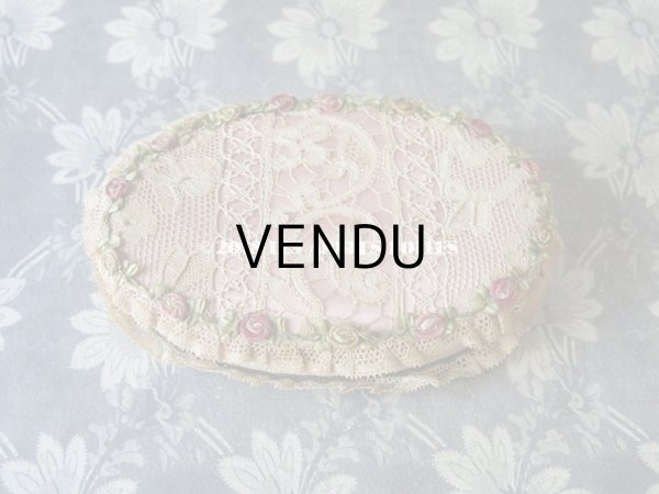 画像3: アンティーク　ロココトリム & レース ピンクのお菓子箱　シルク製 (3)