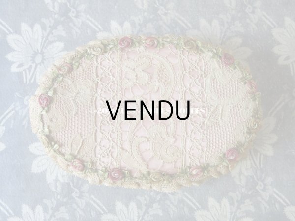 画像4: アンティーク　ロココトリム & レース ピンクのお菓子箱　シルク製 (4)