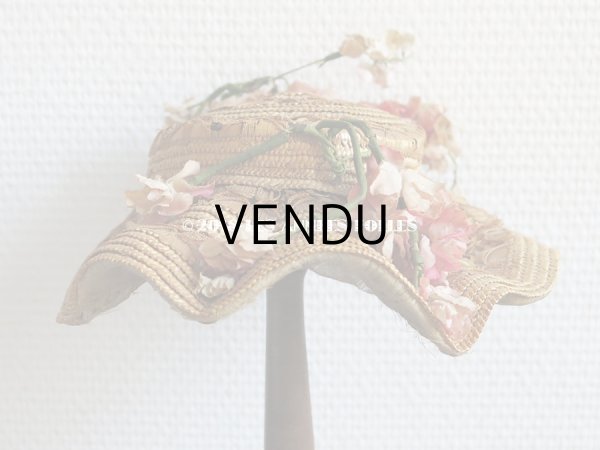 画像6: 19世紀 ナポレオン3世時代 アンティーク ジュモー用 ストローハット コサージュ付 (6)