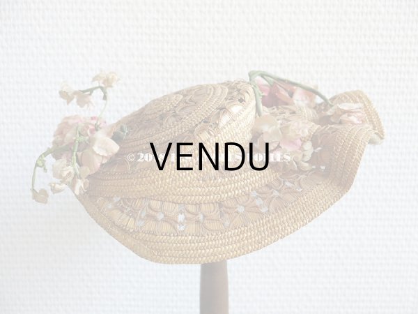 画像5: 19世紀 ナポレオン3世時代 アンティーク ジュモー用 ストローハット コサージュ付 (5)