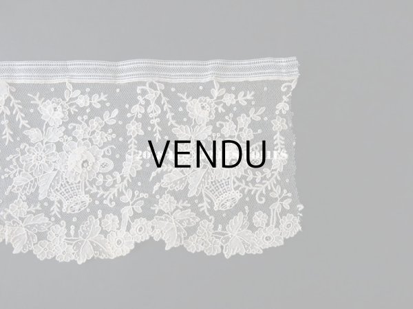 画像9: 19世紀末 アンティーク ニードルレース 薔薇の花かご ローズパニエのポワンドローズ  【ポワン・ド・ガーズ】　【ポワン・ド・ローズ】 170cm (9)
