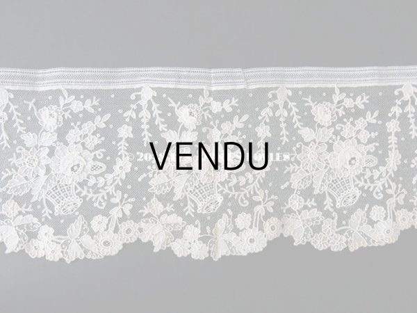 画像4: 19世紀末 アンティーク ニードルレース 薔薇の花かご ローズパニエのポワンドローズ  【ポワン・ド・ガーズ】　【ポワン・ド・ローズ】 170cm (4)