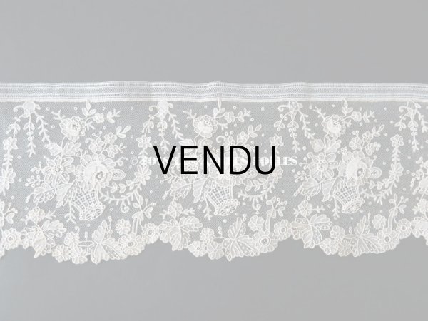 画像5: 19世紀末 アンティーク ニードルレース 薔薇の花かご ローズパニエのポワンドローズ  【ポワン・ド・ガーズ】　【ポワン・ド・ローズ】 170cm (5)