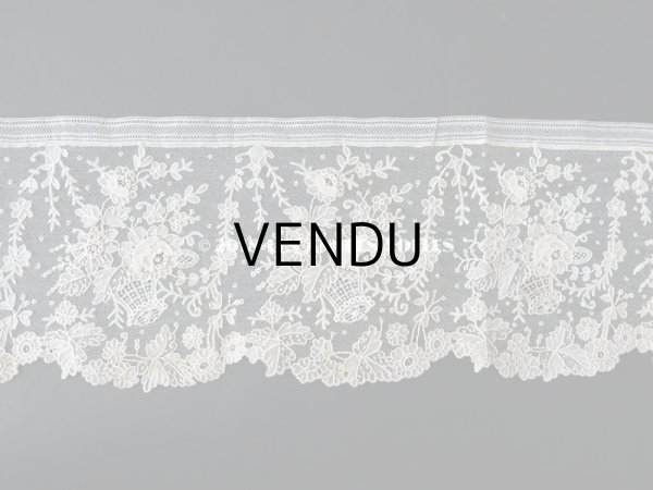 画像7: 19世紀末 アンティーク ニードルレース 薔薇の花かご ローズパニエのポワンドローズ  【ポワン・ド・ガーズ】　【ポワン・ド・ローズ】 170cm (7)