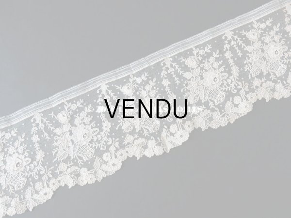 画像2: 19世紀末 アンティーク ニードルレース 薔薇の花かご ローズパニエのポワンドローズ  【ポワン・ド・ガーズ】　【ポワン・ド・ローズ】 170cm (2)