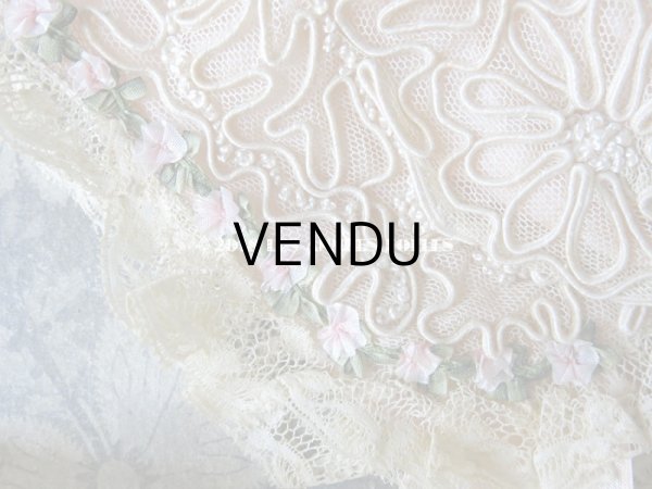 画像5: 1920年代 アンティーク ボネ ロココリボン & コード刺繍 (5)