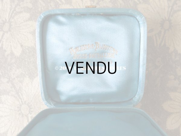 画像9: アンティーク ジュエリーボックス ブルーのシルクサテン (9)