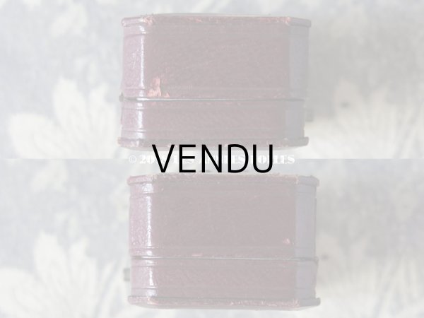 画像8: アンティーク 本革製 ジュエリーボックス ボルドー イヤリング＆ピアス (8)