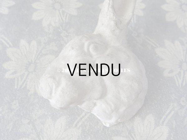 画像6: アンティーク 石膏のオーナメント  うさぎ＆花 (6)