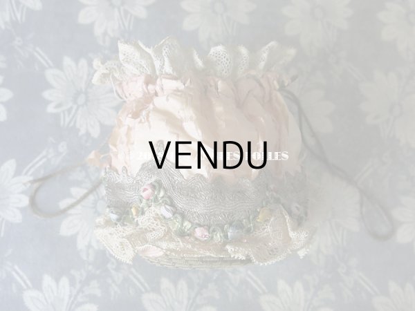 画像6: 19世紀初頭 アンティーク ミラー付　ロココトリム＆レースのオモニエール シルク製 (6)