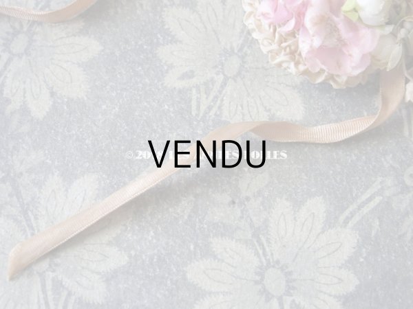 画像3: アンティーク ドール用 とても小さなストローハット 薔薇の布花とフリル (3)