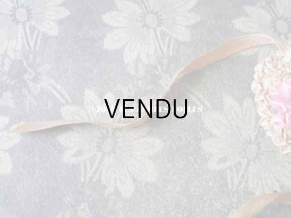 画像4: アンティーク ドール用 とても小さなストローハット 薔薇の布花とフリル (4)