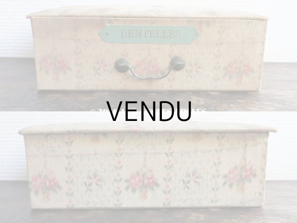 画像7: 1900年代 アンティーク 薔薇の花かご  カルトナージュボックス　レース入れ チェストの引き出し　DENTELLE (7)
