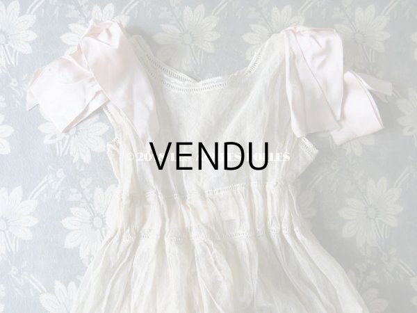 画像4: アンティーク ドール用 レースのドレス　ピンクのリボン付 (4)