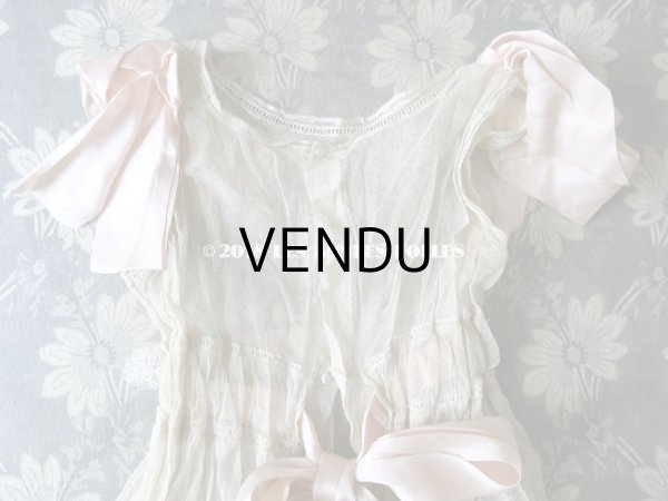 画像10: アンティーク ドール用 レースのドレス　ピンクのリボン付 (10)