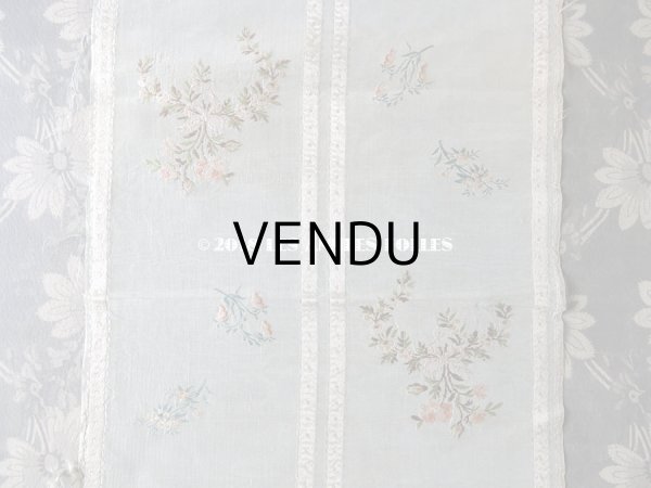 画像5: 18世紀 アンティーク シルク製 ファブリック 手刺繍 薔薇とリボンのガーランド　 (5)