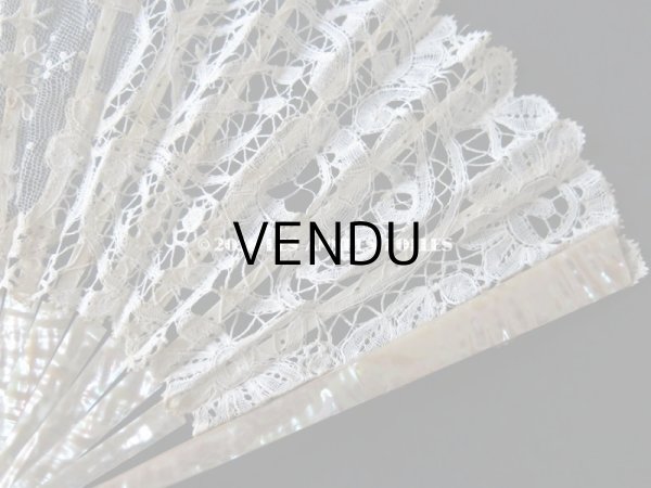 画像11: 19世紀　アンティーク ファン 薔薇の花かご デュシェスレース＆ ポワン・ド・ローズ  【ポワン・ド・ローズ】【ポワン・ド・ガーズ】 (11)