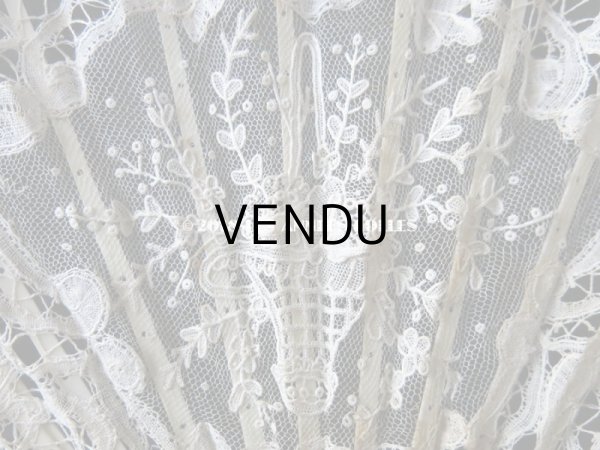 画像5: 19世紀　アンティーク ファン 薔薇の花かご デュシェスレース＆ ポワン・ド・ローズ  【ポワン・ド・ローズ】【ポワン・ド・ガーズ】 (5)