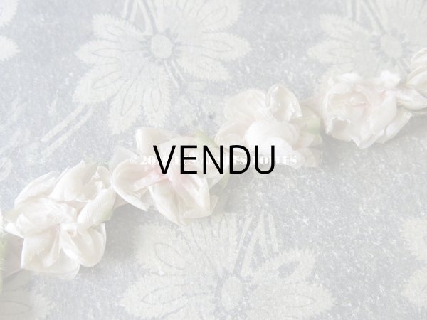 画像6: 1900年代 アンティーク シルクシフォンの薔薇のリース 淡いピンク (6)
