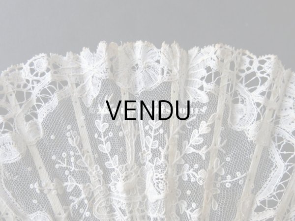 画像8: 19世紀　アンティーク ファン 薔薇の花かご デュシェスレース＆ ポワン・ド・ローズ  【ポワン・ド・ローズ】【ポワン・ド・ガーズ】 (8)