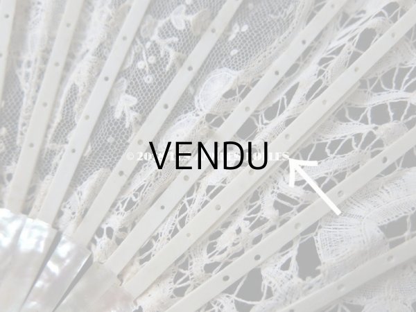 画像13: 19世紀　アンティーク ファン 薔薇の花かご デュシェスレース＆ ポワン・ド・ローズ  【ポワン・ド・ローズ】【ポワン・ド・ガーズ】 (13)