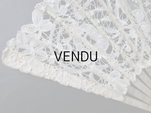 画像6: 19世紀　アンティーク ファン 薔薇の花かご デュシェスレース＆ ポワン・ド・ローズ  【ポワン・ド・ローズ】【ポワン・ド・ガーズ】 (6)