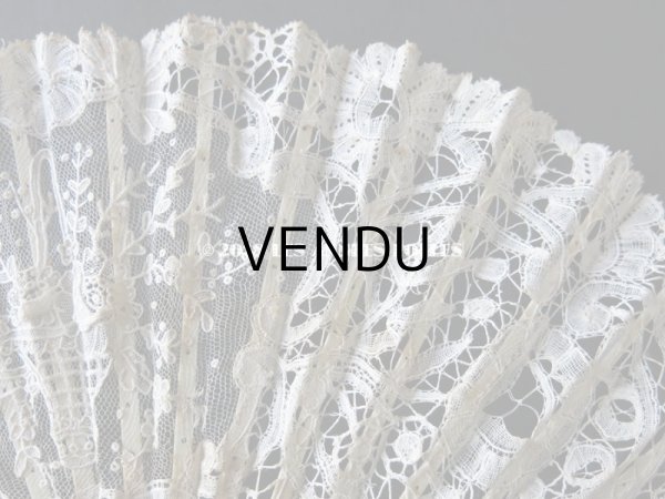 画像10: 19世紀　アンティーク ファン 薔薇の花かご デュシェスレース＆ ポワン・ド・ローズ  【ポワン・ド・ローズ】【ポワン・ド・ガーズ】 (10)