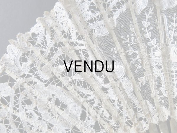 画像7: 19世紀　アンティーク ファン 薔薇の花かご デュシェスレース＆ ポワン・ド・ローズ  【ポワン・ド・ローズ】【ポワン・ド・ガーズ】 (7)