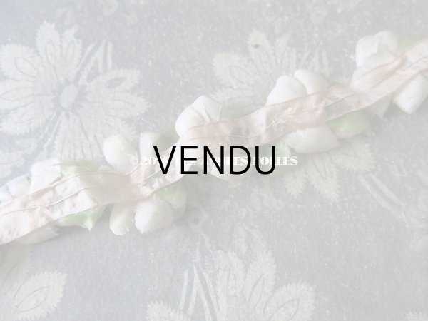 画像8: 1900年代 アンティーク シルクシフォンの薔薇のリース 淡いピンク (8)