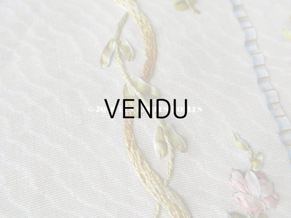 画像7: 19世紀 アンティーク 薔薇のリボン刺繍　ファブリック パネル (7)