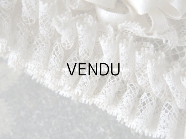 画像11: アンティーク ドール用 シルクリボン＆手編みのレースのボネ (11)