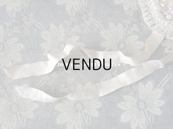 画像14: アンティーク ドール用 シルクリボン＆手編みのレースのボネ (14)