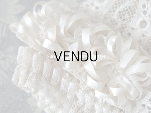 画像12: アンティーク ドール用 シルクリボン＆手編みのレースのボネ (12)