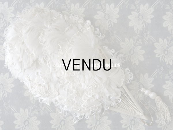 画像8: 1900年代 アンティーク オフホワイトのフェザーのファン  (8)